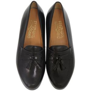 未使用品 サルヴァトーレフェラガモ EE 幅広 2E タッセルローファー 25.5cm 4863614 レザー ブラック 黒 靴 0865【中古】Salvatore Ferragamo