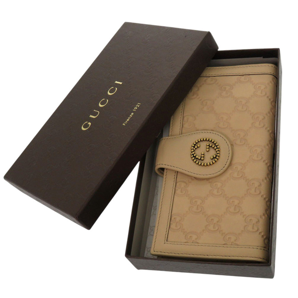 新品同様 グッチ グッチシマ GG 269978 レザー ベージュ 長財布 長札入れ 札入れ 0872【中古】GUCCI