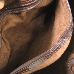 美品 マットクロコ ブラウン シルバー金具 ハンドバッグ ワンショルダー 茶 0875【中古】