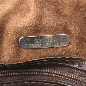 美品 マットクロコ ブラウン シルバー金具 ハンドバッグ ワンショルダー 茶 0875【中古】