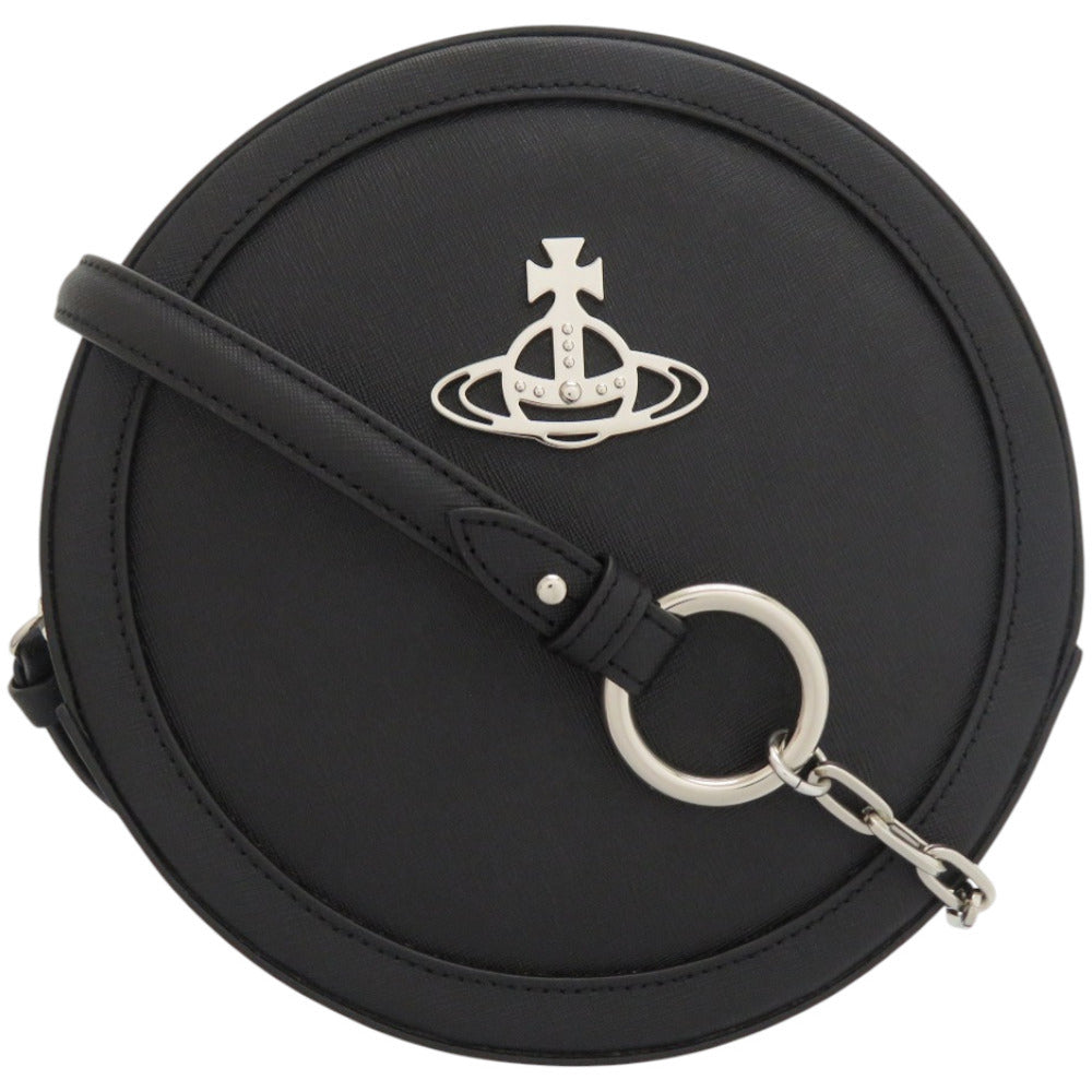 新品同様 ヴィヴィアンウエストウッド ラウンドクロスボディ オーヴ 本革 ブラック 黒 ショルダーバッグ 0894【中古】Vivienne Westwood