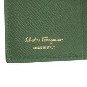 美品 サルヴァトーレフェラガモ コンパクトウォレット ガンチーニ JL-22 0862 レザー グリーン 三つ折り財布 緑 0921【中古】Salvatore Ferragamo