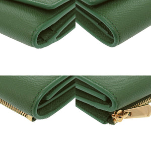 美品 サルヴァトーレフェラガモ コンパクトウォレット ガンチーニ JL-22 0862 レザー グリーン 三つ折り財布 緑 0921【中古】Salvatore Ferragamo