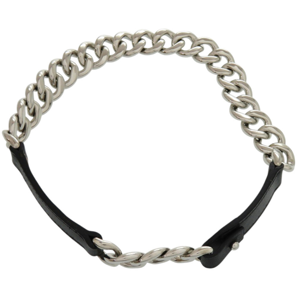 美品 エルメス ネックレス ボックスチェーン ヴォーバレニア メタル ブラック 黒 □Q刻印 チョーカー 0929【中古】HERMES