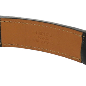 美品 エルメス ネックレス ボックスチェーン ヴォーバレニア メタル ブラック 黒 □Q刻印 チョーカー 0929【中古】HERMES