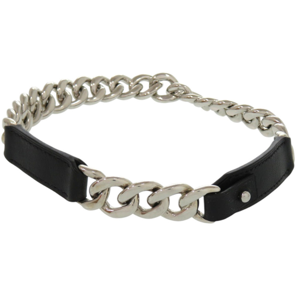 美品 エルメス ネックレス ボックスチェーン ヴォーバレニア メタル ブラック □Q刻印 黒 チョーカー 0930【中古】HERMES