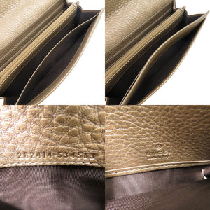 新品同様 グッチ ラウンドファスナー ソーホー インターロッキングG 282414 レザー シャンパンゴールド 長財布 0979【中古】GUCCI