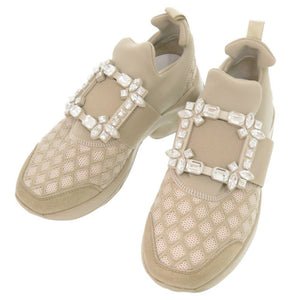 新品同様 ロジェヴィヴィエ ヴィヴ ラン ファブリック ビジュー サイズ35 ベージュ スニーカー 0984【中古】Roger Vivier
