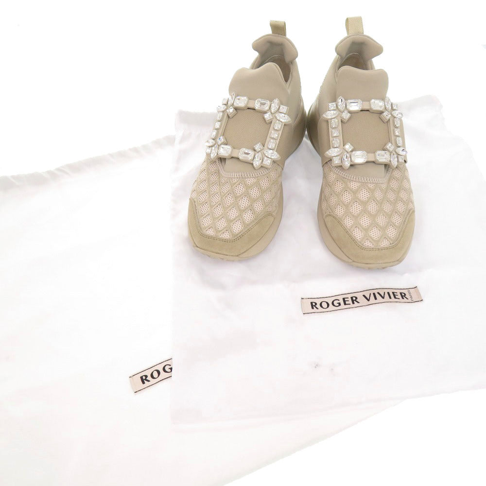 新品同様 ロジェヴィヴィエ ヴィヴ ラン ファブリック ビジュー サイズ35 ベージュ スニーカー 0984【中古】Roger Vivier