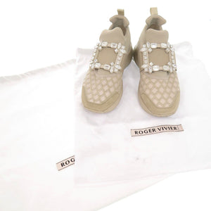 新品同様 ロジェヴィヴィエ ヴィヴ ラン ファブリック ビジュー サイズ35 ベージュ スニーカー 0984【中古】Roger Vivier