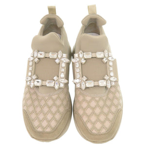 新品同様 ロジェヴィヴィエ ヴィヴ ラン ファブリック ビジュー サイズ35 ベージュ スニーカー 0984【中古】Roger Vivier