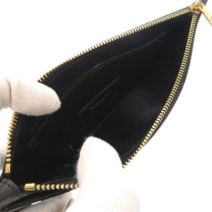 新品同様 イヴ サンローラン 636316 フラットポーチ YSLロゴ レザー ブラック ポーチ 黒 0996【中古】YVES SAINT LAURENT