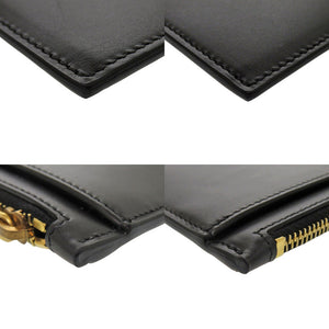 新品同様 イヴ サンローラン 636316 フラットポーチ YSLロゴ レザー ブラック ポーチ 黒 0996【中古】YVES SAINT LAURENT