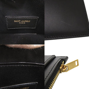 新品同様 イヴ サンローラン 636316 フラットポーチ YSLロゴ レザー ブラック ポーチ 黒 0996【中古】YVES SAINT LAURENT