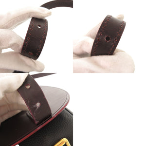 バーバリー レザー ダークブラウン ブラック ショルダーバッグ 1001【中古】BURBERRY