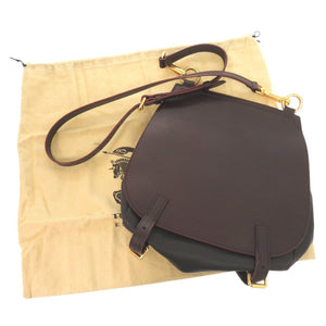 バーバリー レザー ダークブラウン ブラック ショルダーバッグ 1001【中古】BURBERRY