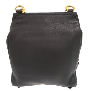 バーバリー レザー ダークブラウン ブラック ショルダーバッグ 1001【中古】BURBERRY
