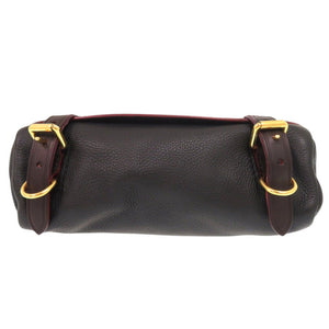 バーバリー レザー ダークブラウン ブラック ショルダーバッグ 1001【中古】BURBERRY