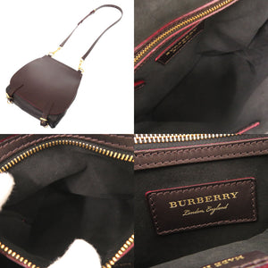 バーバリー レザー ダークブラウン ブラック ショルダーバッグ 1001【中古】BURBERRY