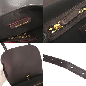 バーバリー レザー ダークブラウン ブラック ショルダーバッグ 1001【中古】BURBERRY