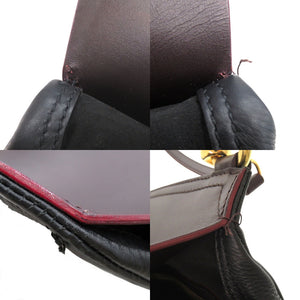 バーバリー レザー ダークブラウン ブラック ショルダーバッグ 1001【中古】BURBERRY