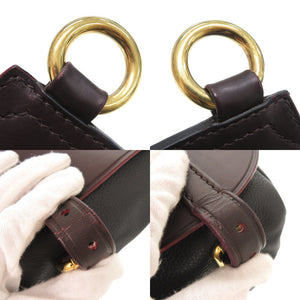 バーバリー レザー ダークブラウン ブラック ショルダーバッグ 1001【中古】BURBERRY