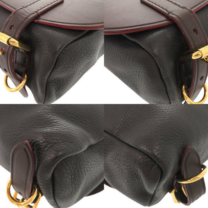 バーバリー レザー ダークブラウン ブラック ショルダーバッグ 1001【中古】BURBERRY