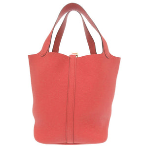 美品 エルメス ピコタンロックMM トリヨンクレマンス ルージュピヴォワンヌ ゴールド金具 Z刻印(2021年製) ハンドバッグ 1041【中古】HERMES