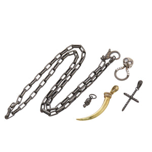 ライオンハート K18/シルバー/ダイヤモンド ネックレス イエローゴールド ブラックコーティング ジュエリー 1048【中古】LION HEART