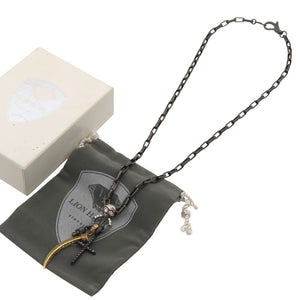 ライオンハート K18/シルバー/ダイヤモンド ネックレス イエローゴールド ブラックコーティング ジュエリー 1048【中古】LION HEART