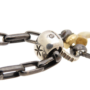 ライオンハート K18/シルバー/ダイヤモンド ネックレス イエローゴールド ブラックコーティング ジュエリー 1048【中古】LION HEART