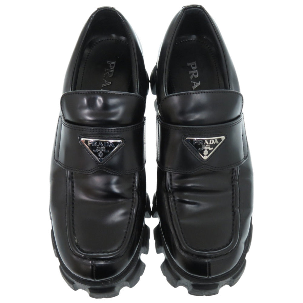 美品 プラダ モノリス 2DE129 B4L F0002 レザーシューズ レザー ブラッシュドレザー ブラック 黒 ローファー 1050【中古】PRADA