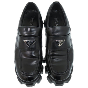 美品 プラダ モノリス 2DE129 B4L F0002 レザーシューズ レザー ブラッシュドレザー ブラック 黒 ローファー 1050【中古】PRADA