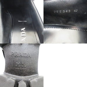 美品 プラダ モノリス 2DE129 B4L F0002 レザーシューズ レザー ブラッシュドレザー ブラック 黒 ローファー 1050【中古】PRADA