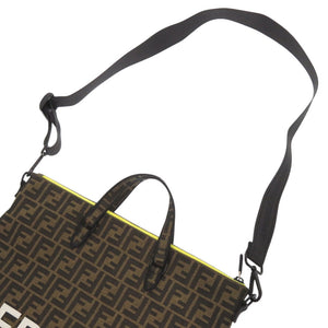 新品同様 フェンディ × フラグメント コラボ ズッカ ジャガード ブラウン ブラック トートバッグ 1067【中古】FENDI