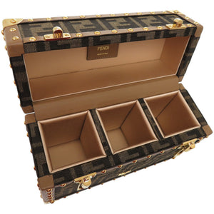 新品同様 フェンディ フレグランストランク 3本収納 7AS300AS3UF1LMN メタル FFジャカード ブラウン 茶 トランク 1073【中古】FENDI
