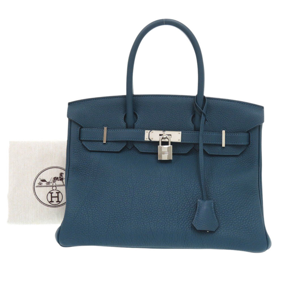 美品 エルメス バーキン30 トゴ コバルト シルバー金具 T刻印 ハンドバッグ 青 1096【中古】HERMES