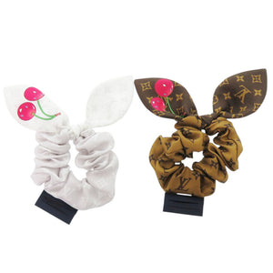 未使用 ルイ ヴィトン × 村上隆 セットシュシュ モノグラムチェリー M96069 シルク ホワイト/ブラウン 白 茶 LV 1181【中古】LOUIS VUITTON