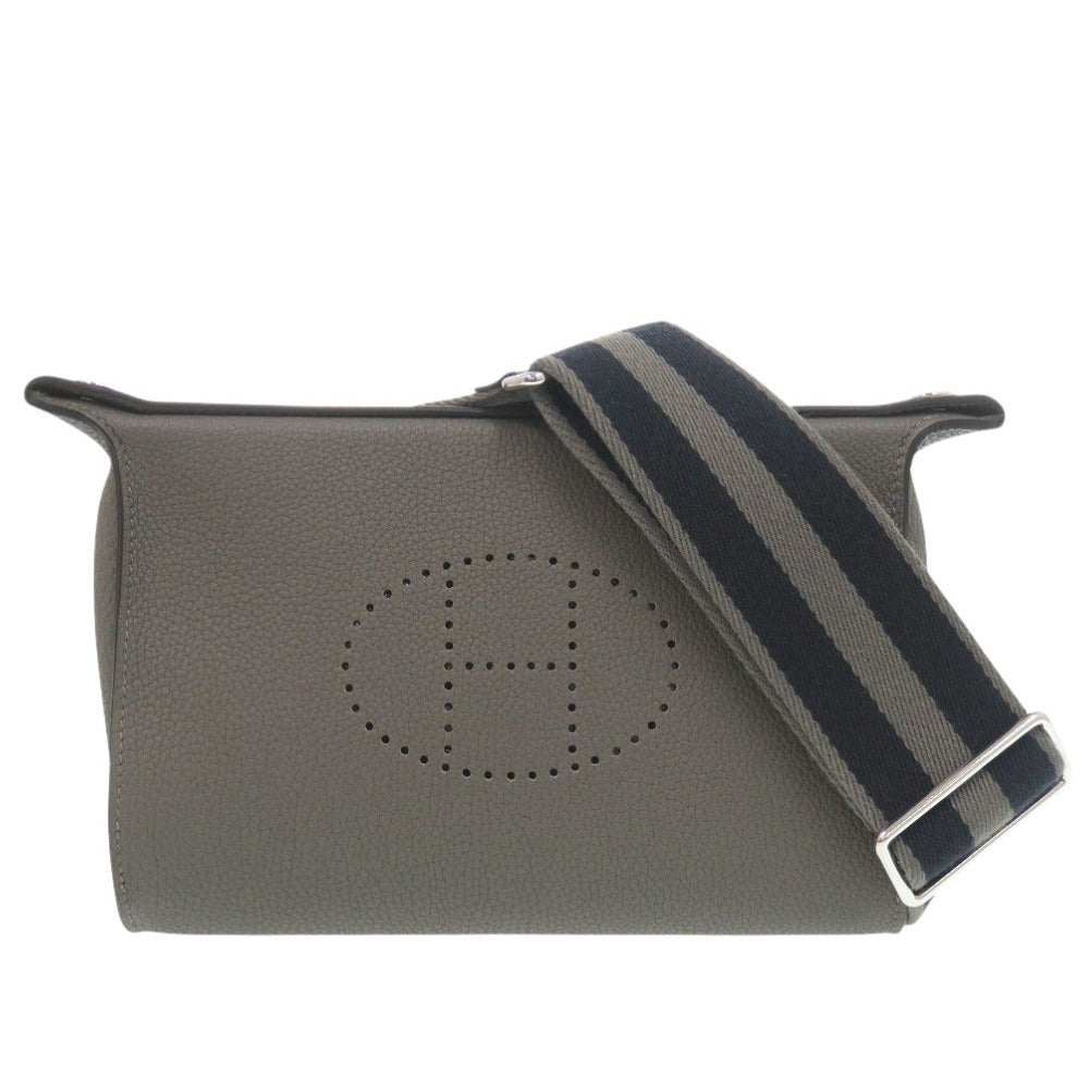 美品 エルメス ヴィドポッシュ トゴ グリメイヤー W刻印(2024年製) グレー ショルダーバッグ 1214【中古】HERMES