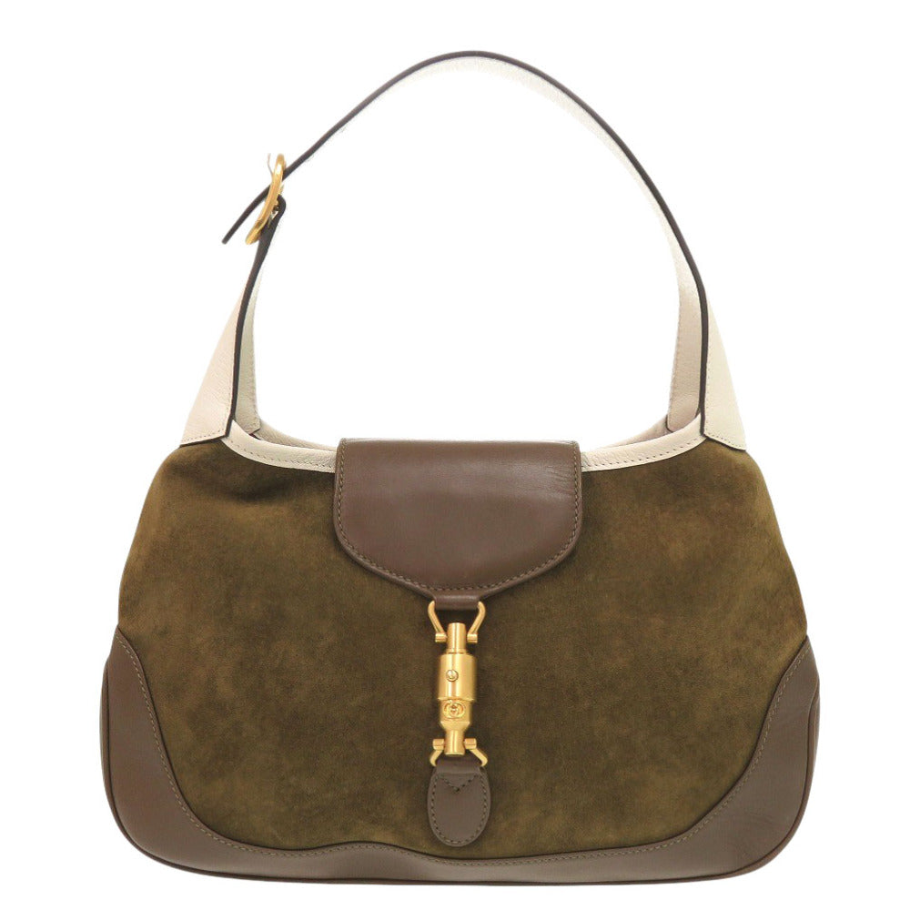 新品同様 グッチ Vault ヴィンテージ ジャッキー スウェード レザー ブラウン カーキ ショルダーバッグ 1220【中古】GUCCI