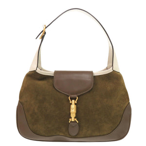 新品同様 グッチ Vault ヴィンテージ ジャッキー スウェード レザー ブラウン カーキ ショルダーバッグ 1220【中古】GUCCI