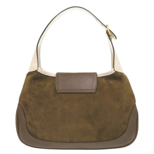新品同様 グッチ Vault ヴィンテージ ジャッキー スウェード レザー ブラウン カーキ ショルダーバッグ 1220【中古】GUCCI