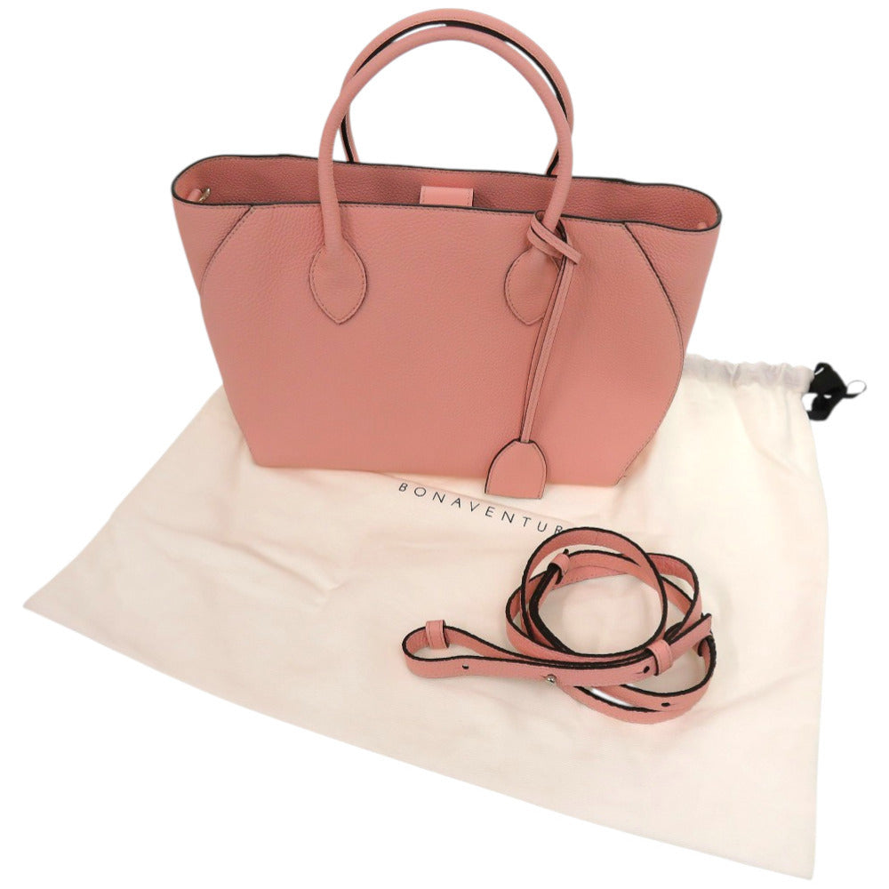 新品同様 ボナベンチュラ ミアトート レザー サクラピンク ハンドバッグ 1228【中古】BONAVENTURA