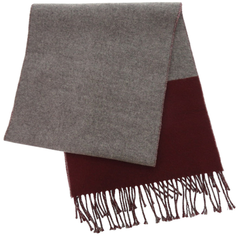 新品同様 エルメス カザック カシミヤ レッド グレー バイカラー 赤 マフラー 1241【中古】HERMES