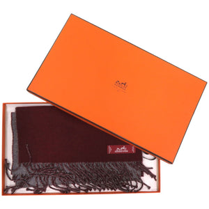 新品同様 エルメス カザック カシミヤ レッド グレー バイカラー 赤 マフラー 1241【中古】HERMES