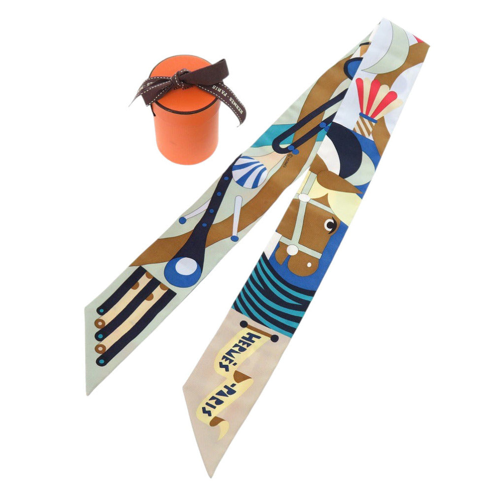 未使用 エルメス ツイリー Parade en Fanfare パラード アン ファンファーレ シルク ブルー スカーフ 青 1246【中古】HERMES