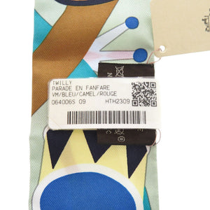 未使用 エルメス ツイリー Parade en Fanfare パラード アン ファンファーレ シルク ブルー スカーフ 青 1246【中古】HERMES