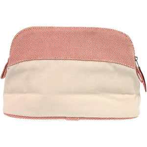 新品同様 エルメス ボリードポーチ 馬刺繍 コットン アイボリー 白 ポーチ バッグ 1247【中古】HERMES