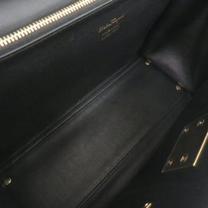 美品 サルヴァトーレフェラガモ ガンチーニ レザー ブラック ハンドバッグ 黒 1248【中古】Salvatore Ferragamo