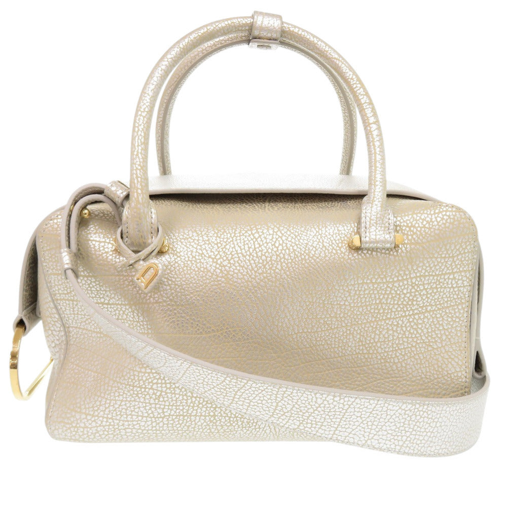 新品同様 デルボー クールボックスMM カーフレザー アンティークシルバー AA0457AMF080DDO 2WAY ハンドバッグ 1257【中古】DELVAUX